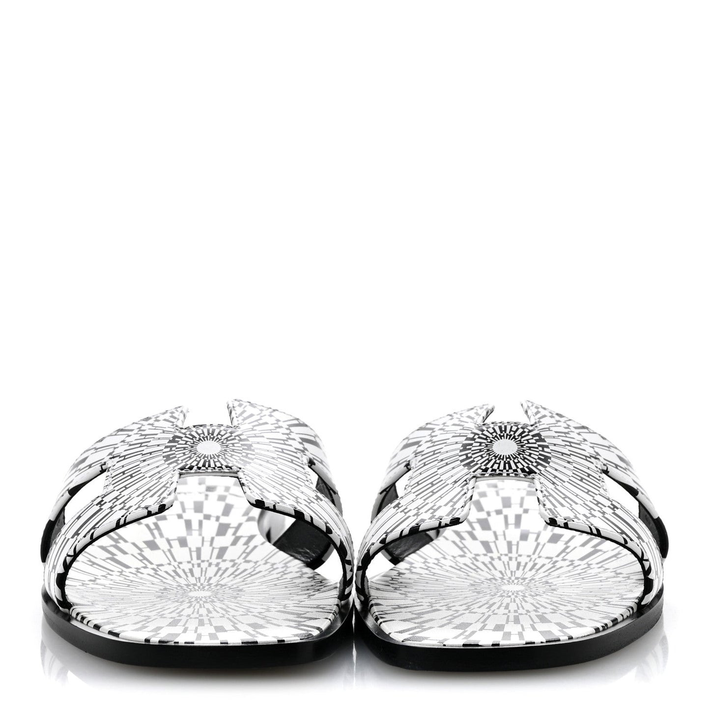Calfskin Printed Op'H Oran Sandals 40.5 Black White