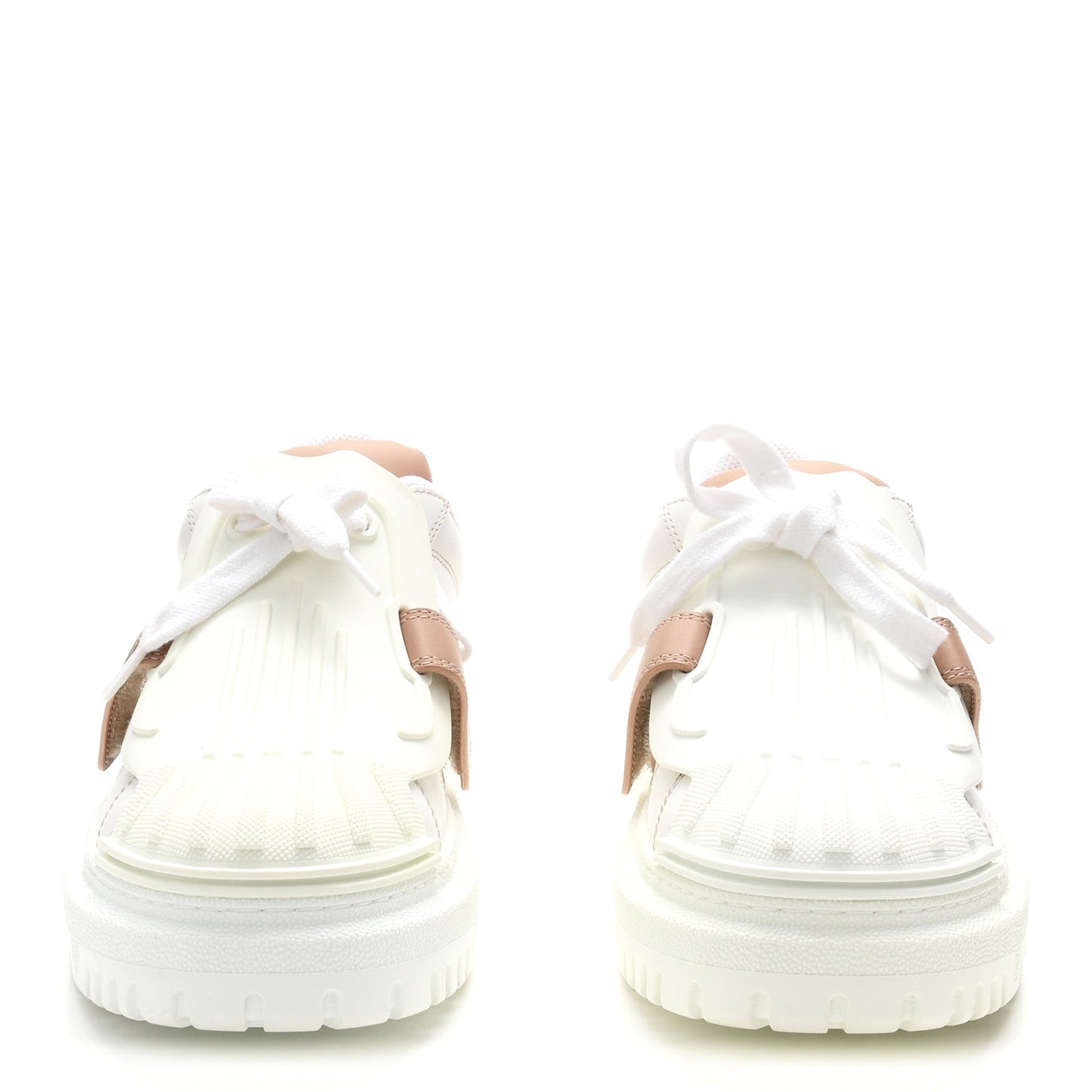 Calfskin Bi-Color Dior-ID Platform Sneakers 37.5 White Nude