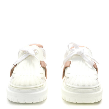 Calfskin Bi-Color Dior-ID Platform Sneakers 37.5 White Nude