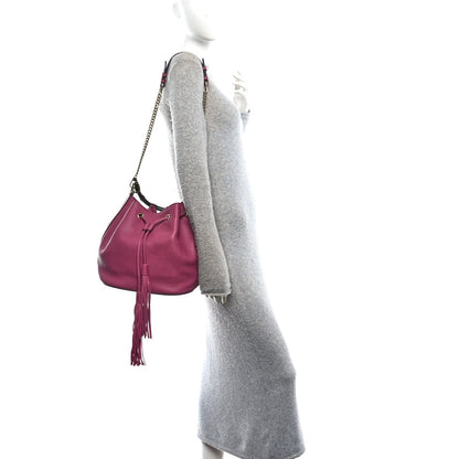 Pebbled Calfskin Miss Bamboo Bucket Bag Purple