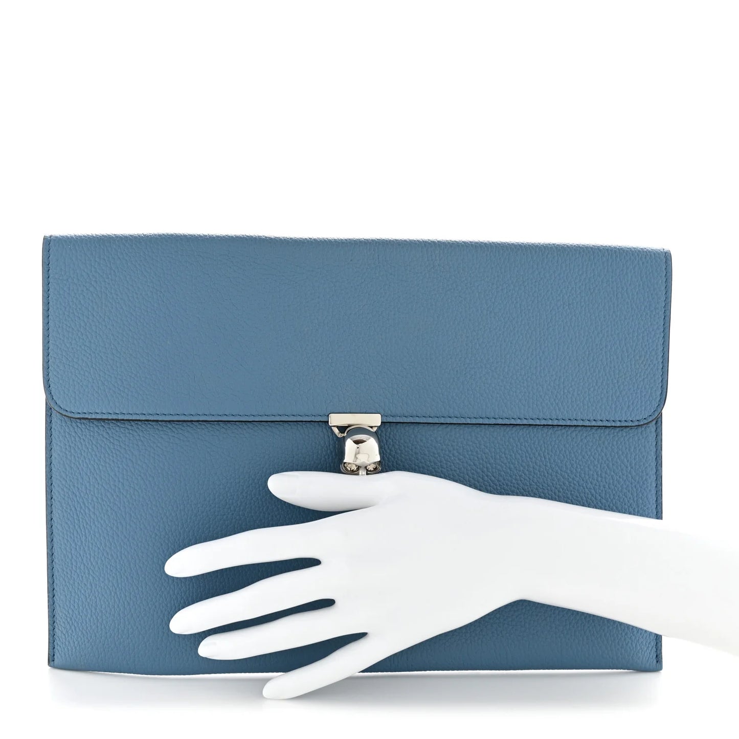Alexander McQueen Calfskin Skull Envelope Clutch Blue