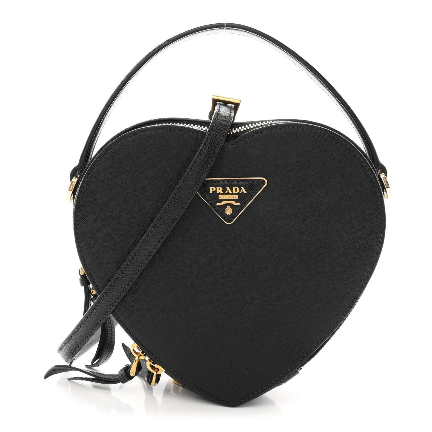 Saffiano Lux Odette Heart Crossbody Black