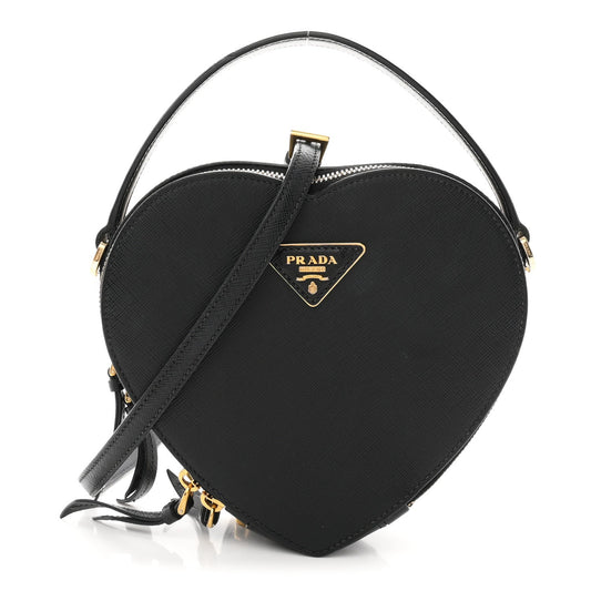 Saffiano Lux Odette Heart Crossbody Black