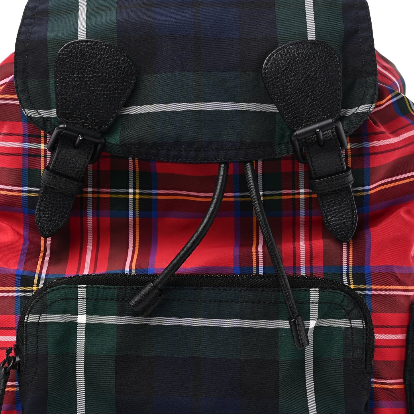 Laminated Tartan Patchwork Medium Rucksack Backpack Military Red