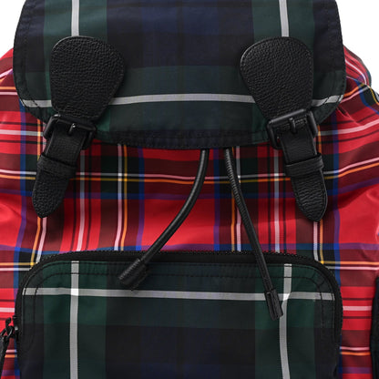 Laminated Tartan Patchwork Medium Rucksack Backpack Military Red