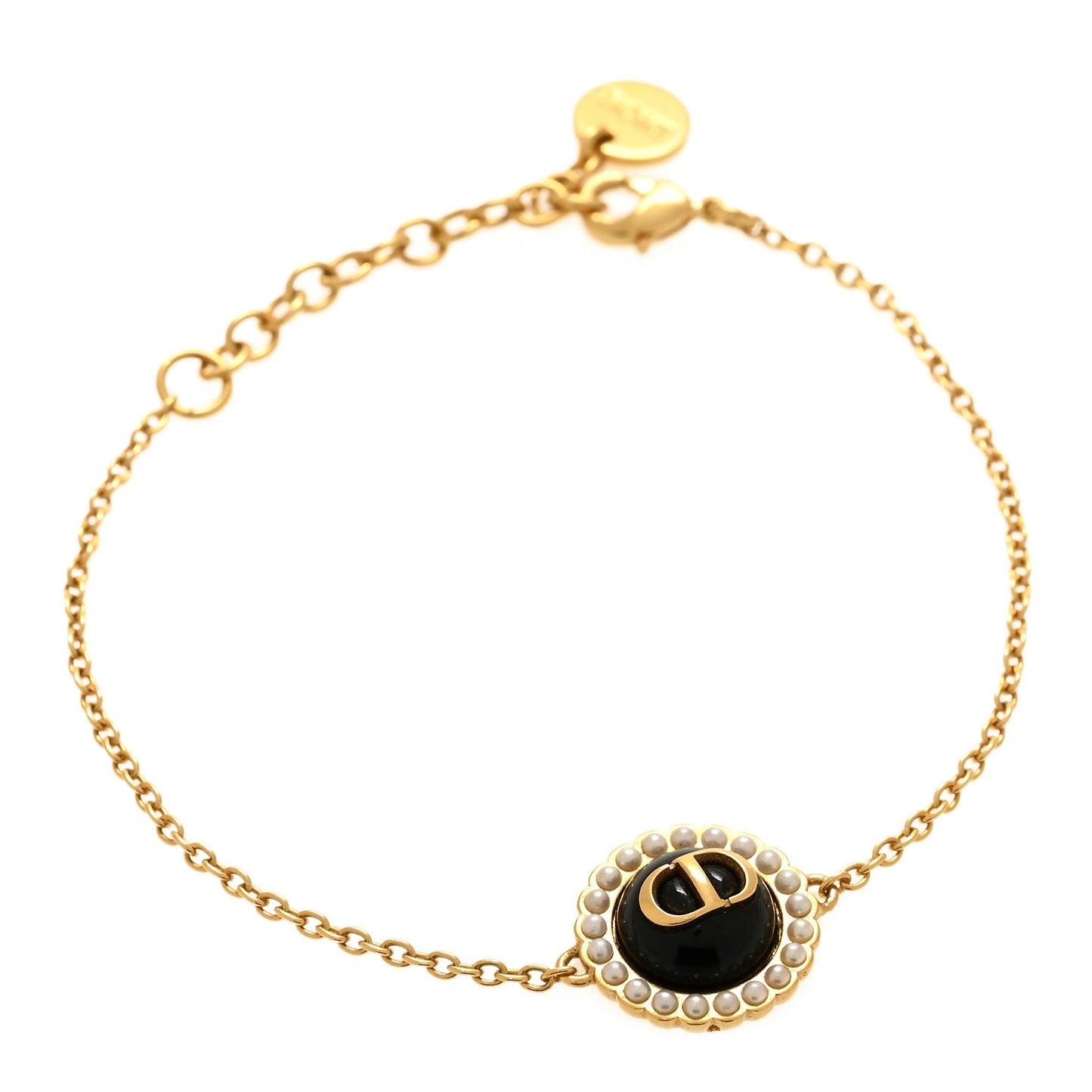 Pearl Glass Petit CD Baroque Bracelet Gold Black