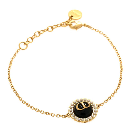 Pearl Glass Petit CD Baroque Bracelet Gold Black