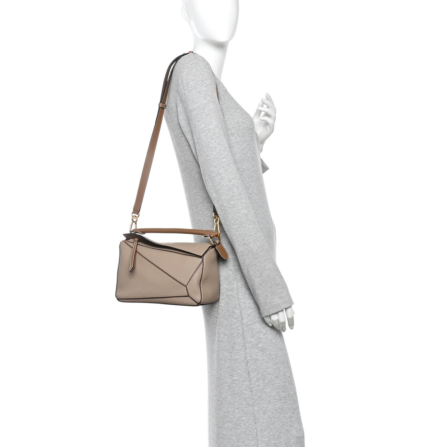 Grained Calfskin Small Puzzle Bag Sand Mink