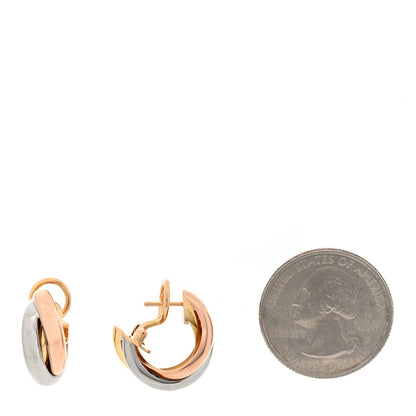 18K Pink Yellow White Gold Classic Trinity Hoop Earrings