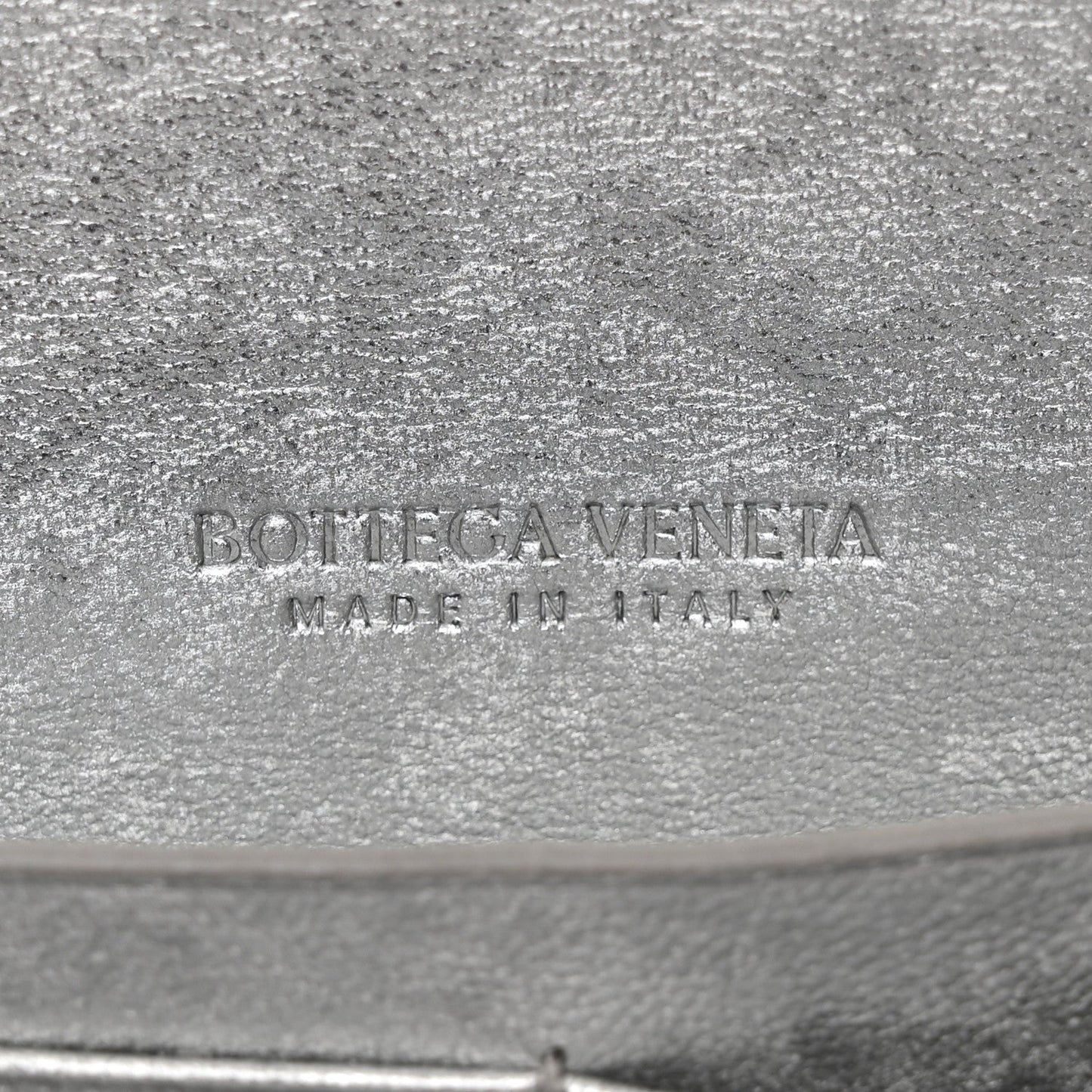 Metallic Lambskin Intrecciato Long Andiamo Top Handle Clutch Silver