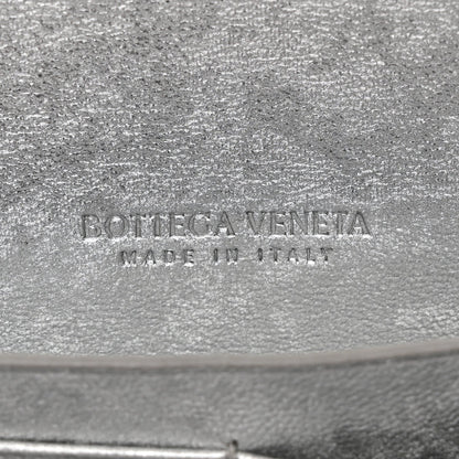 Metallic Lambskin Intrecciato Long Andiamo Top Handle Clutch Silver