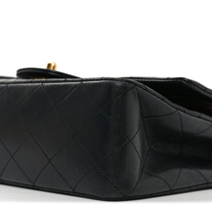 Lambskin Quilted Medium Double Flap Black