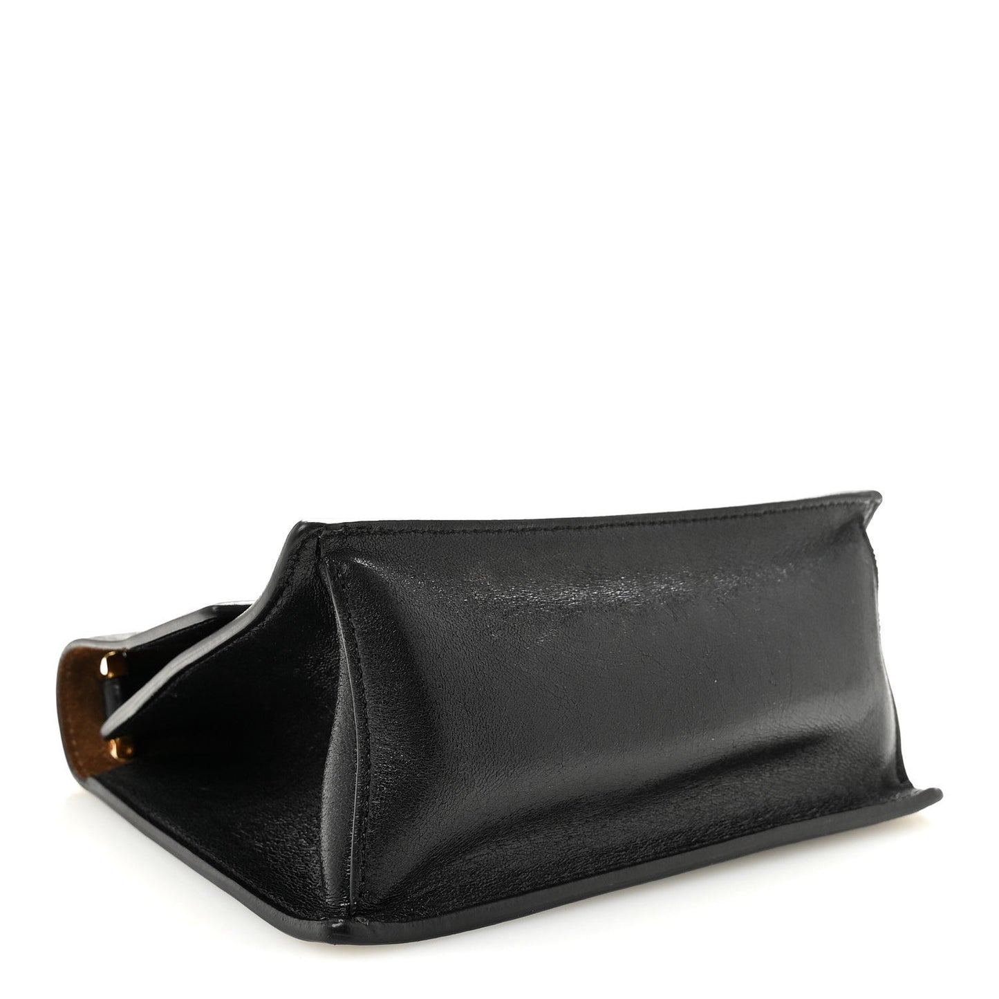 Agnello Old Shine Small Kan U Shoulder Bag Black