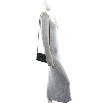 Caviar Quilted Flap Phone Holder With Chain Black