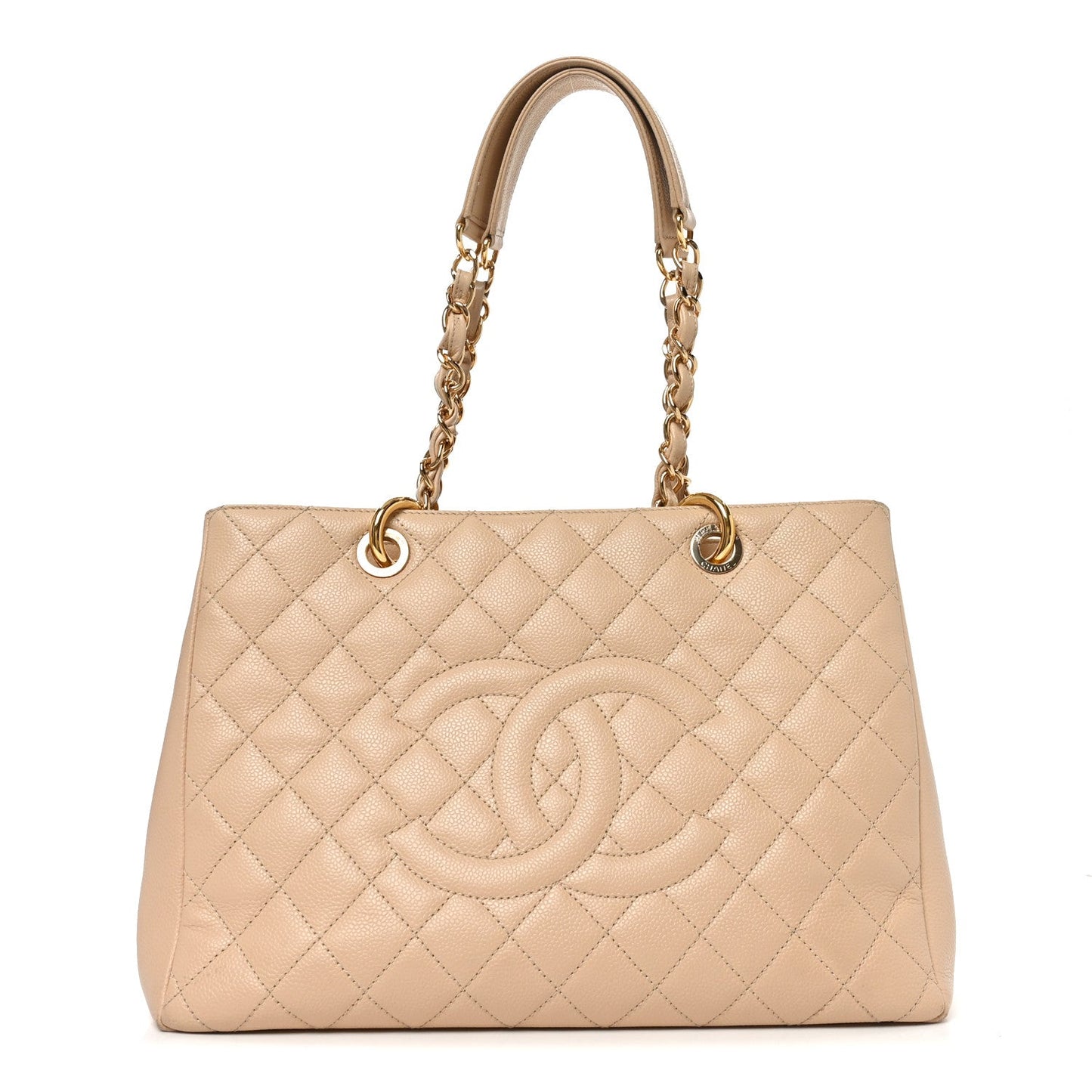 Caviar Quilted Grand Shopping Tote GST Beige Clair