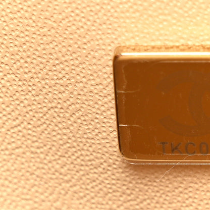 Caviar Quilted Small Double Flap Beige