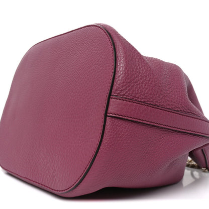 Pebbled Calfskin Miss Bamboo Bucket Bag Purple