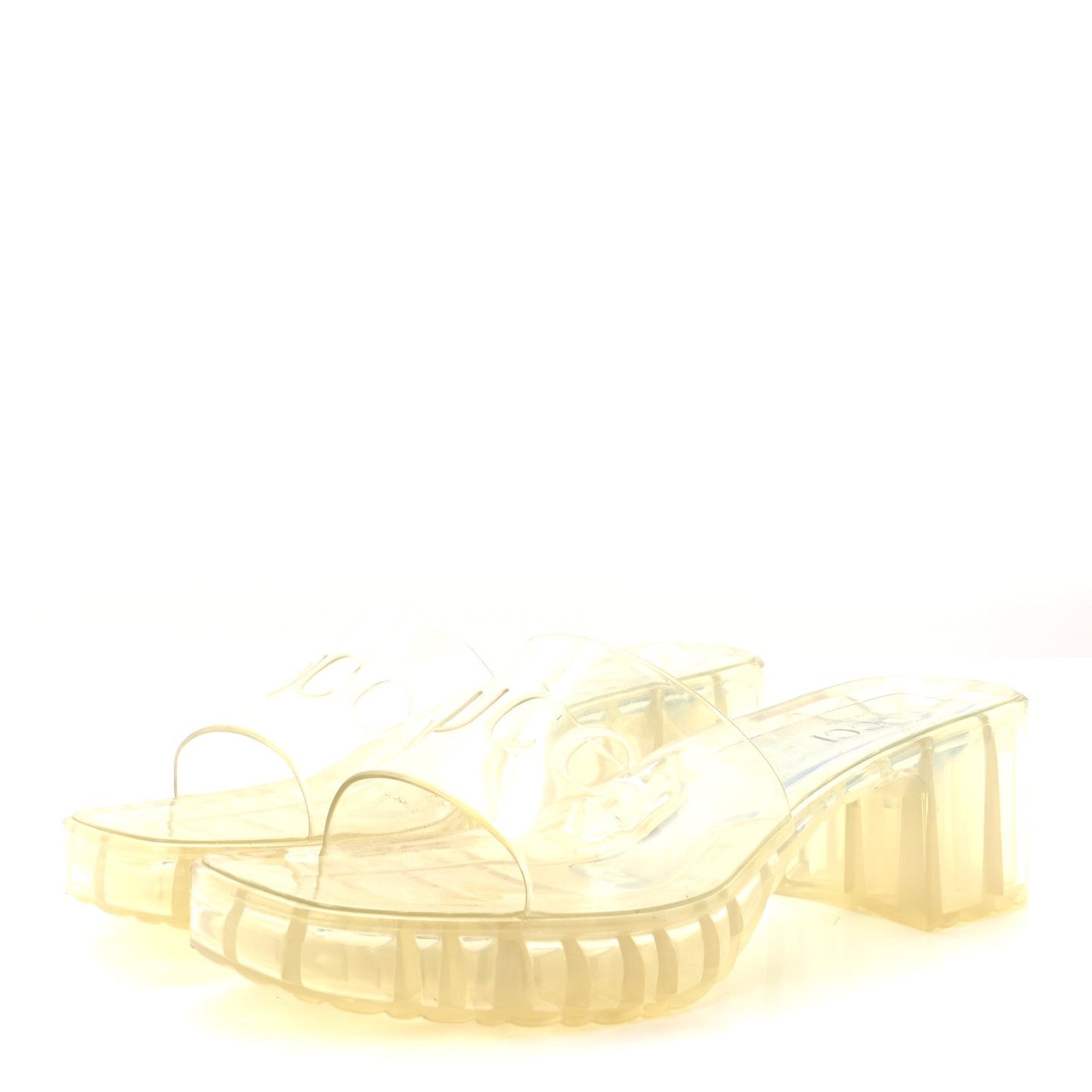 Rubber Gucci Logo Womens Platform 20/60mm Slide Sandals 35 Transparent