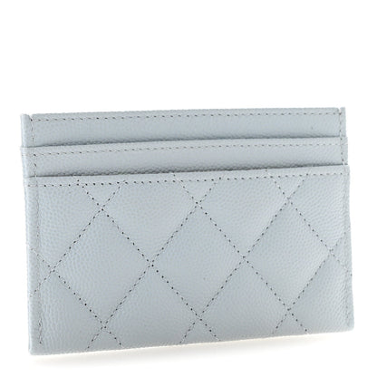 Caviar Quilted CC Logo Card Holder Light Blue