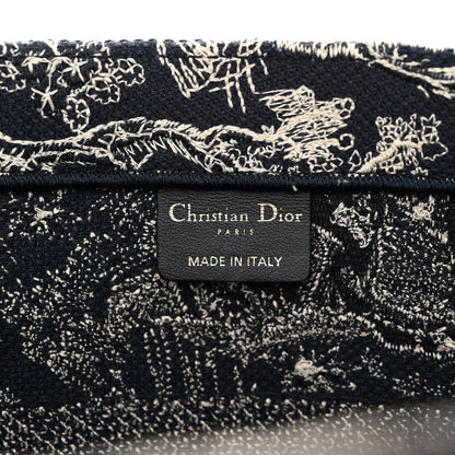 Canvas Embroidered Medium Dioriviera Toile De Jouy Reverse Book Tote Blue