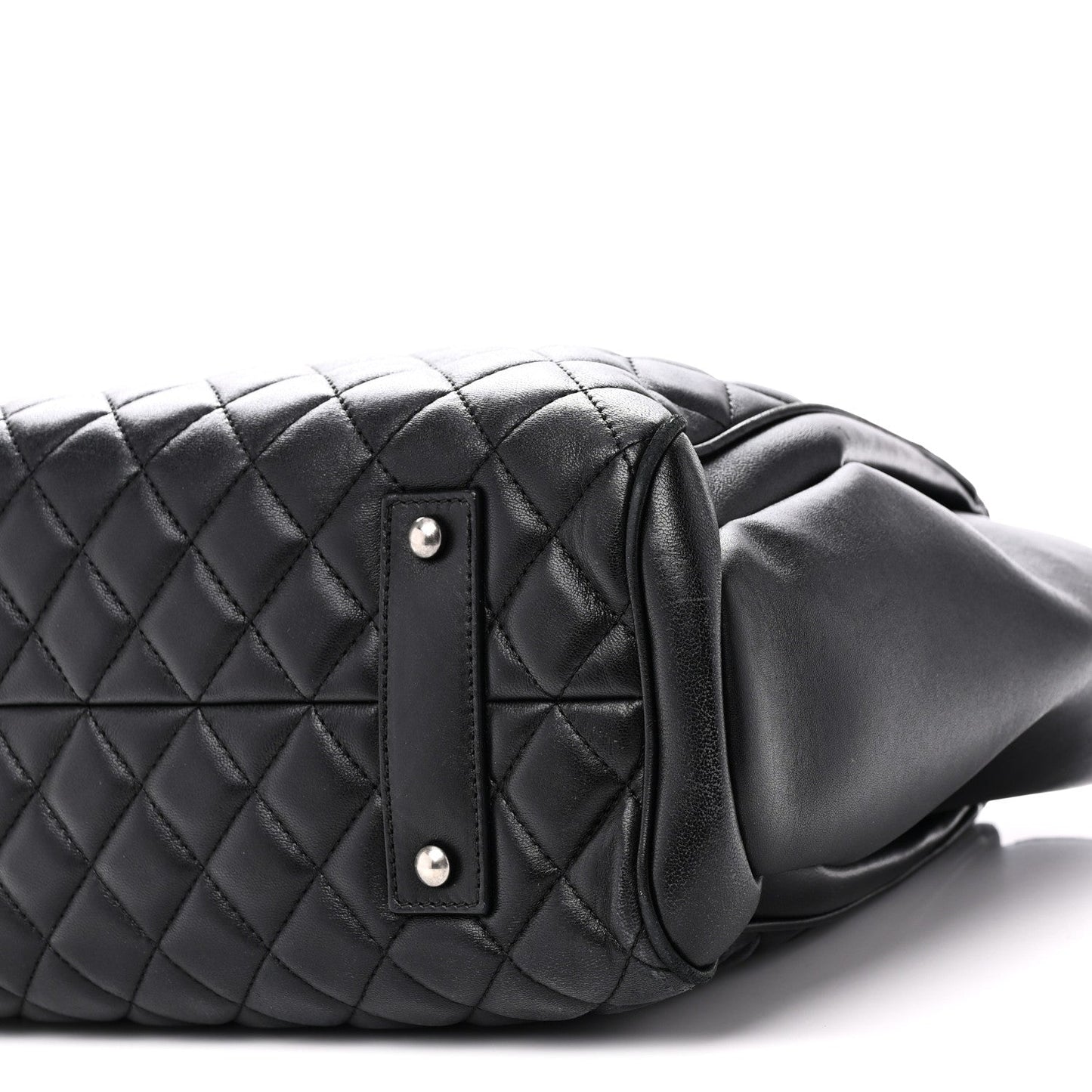 Lambskin Quilted Shopping Tote Black
