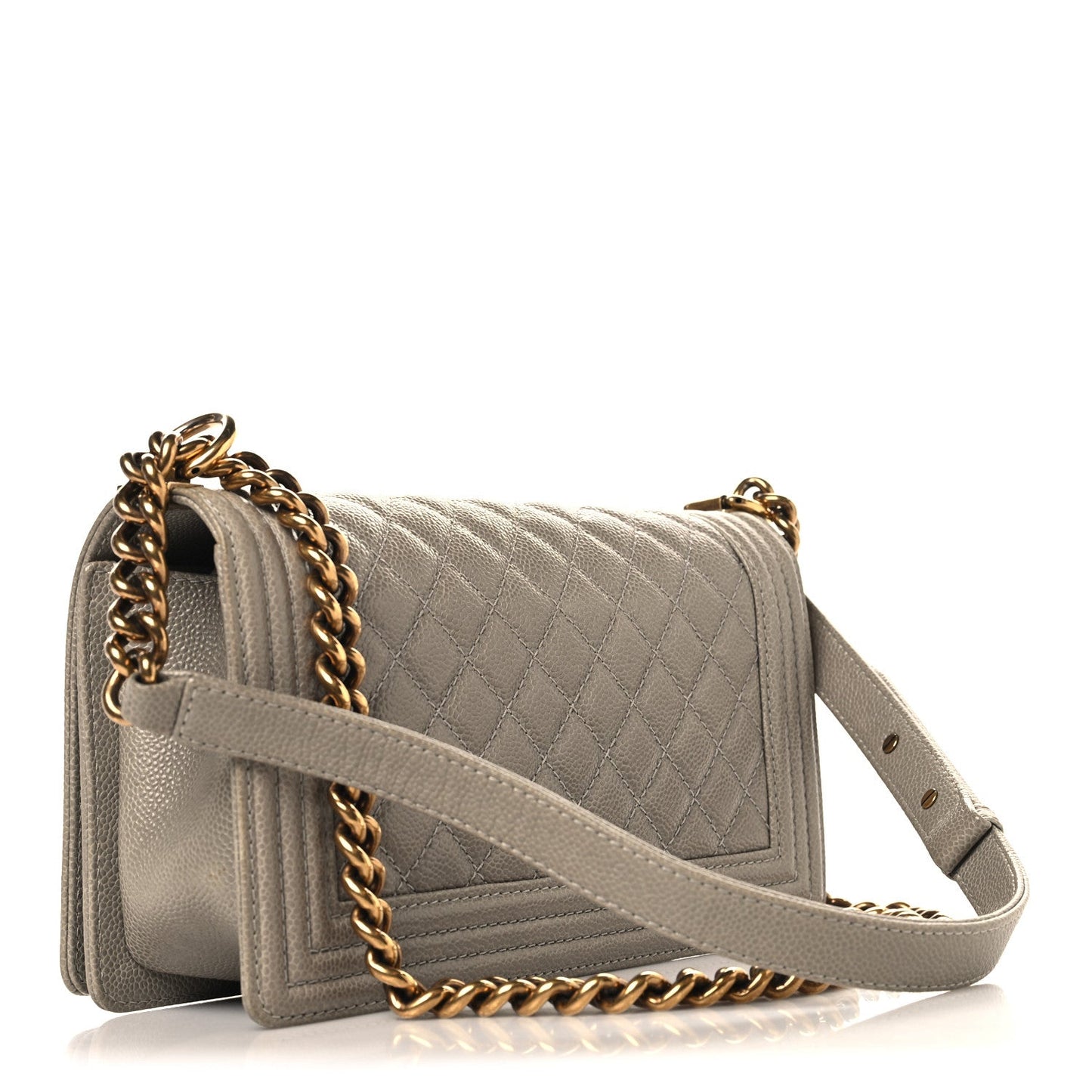 Caviar Quilted Medium Boy Flap Grey
