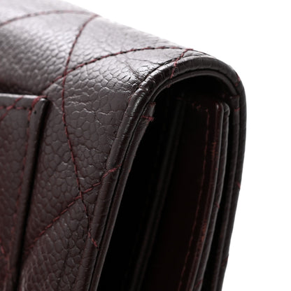 Caviar Quilted Large Flap Wallet Burgundy