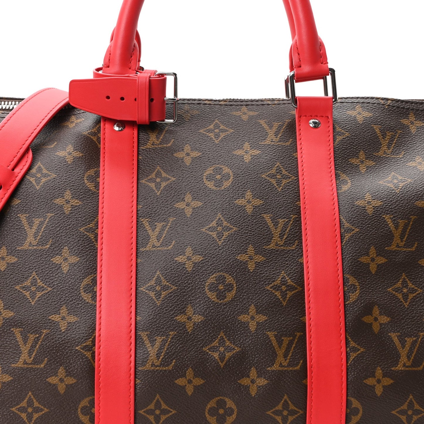 Calfskin Monogram Keepall Bandouliere 50 Coquelicot