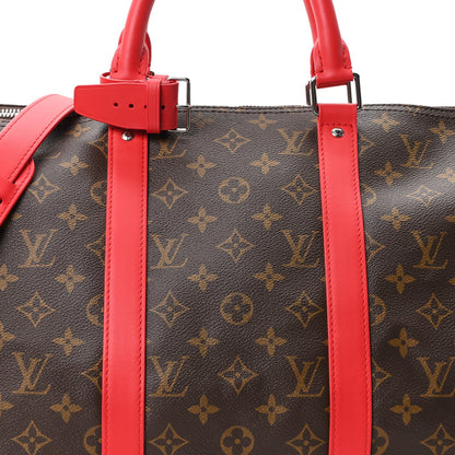 Calfskin Monogram Keepall Bandouliere 50 Coquelicot