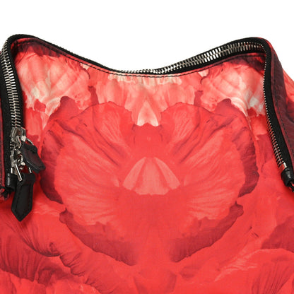 Alexander McQueen Silk Floral Print Clutch Red Multicolor