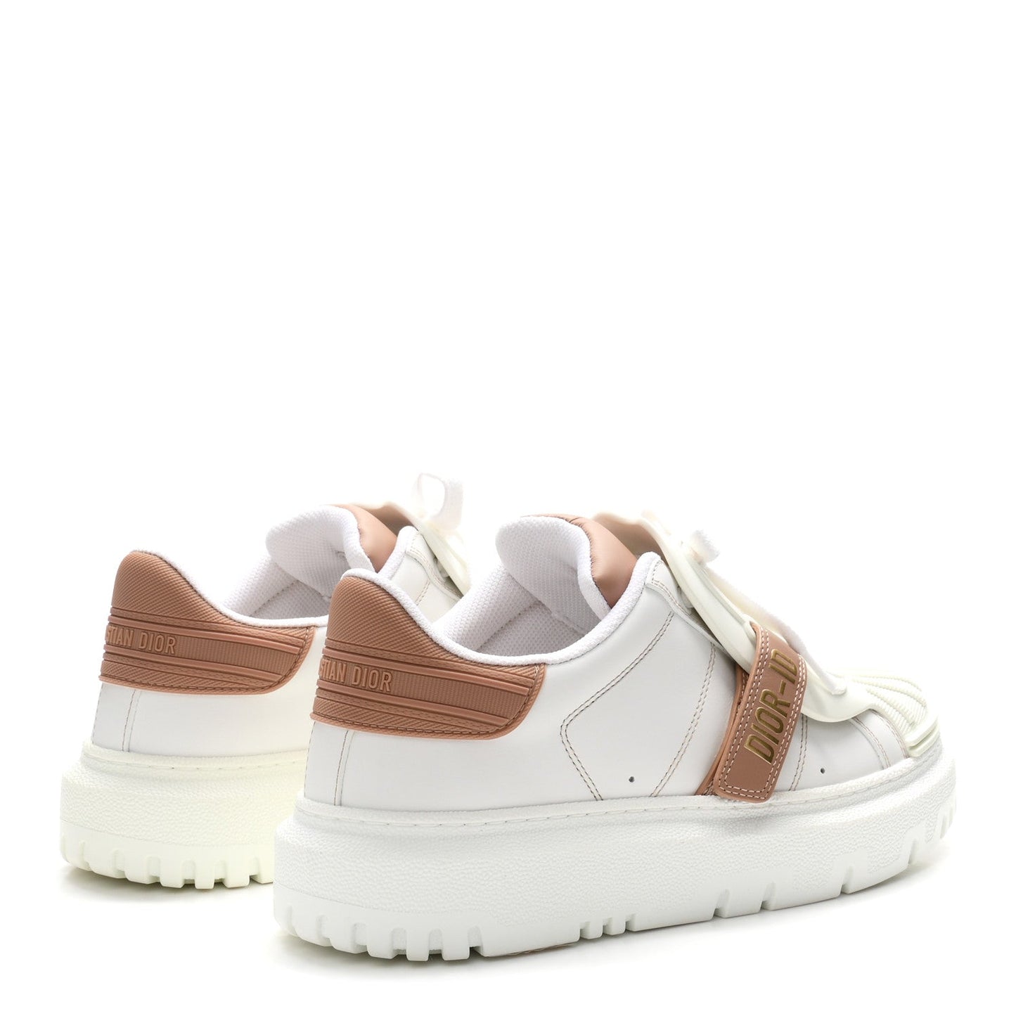 Calfskin Bi-Color Dior-ID Platform Sneakers 37.5 White Nude