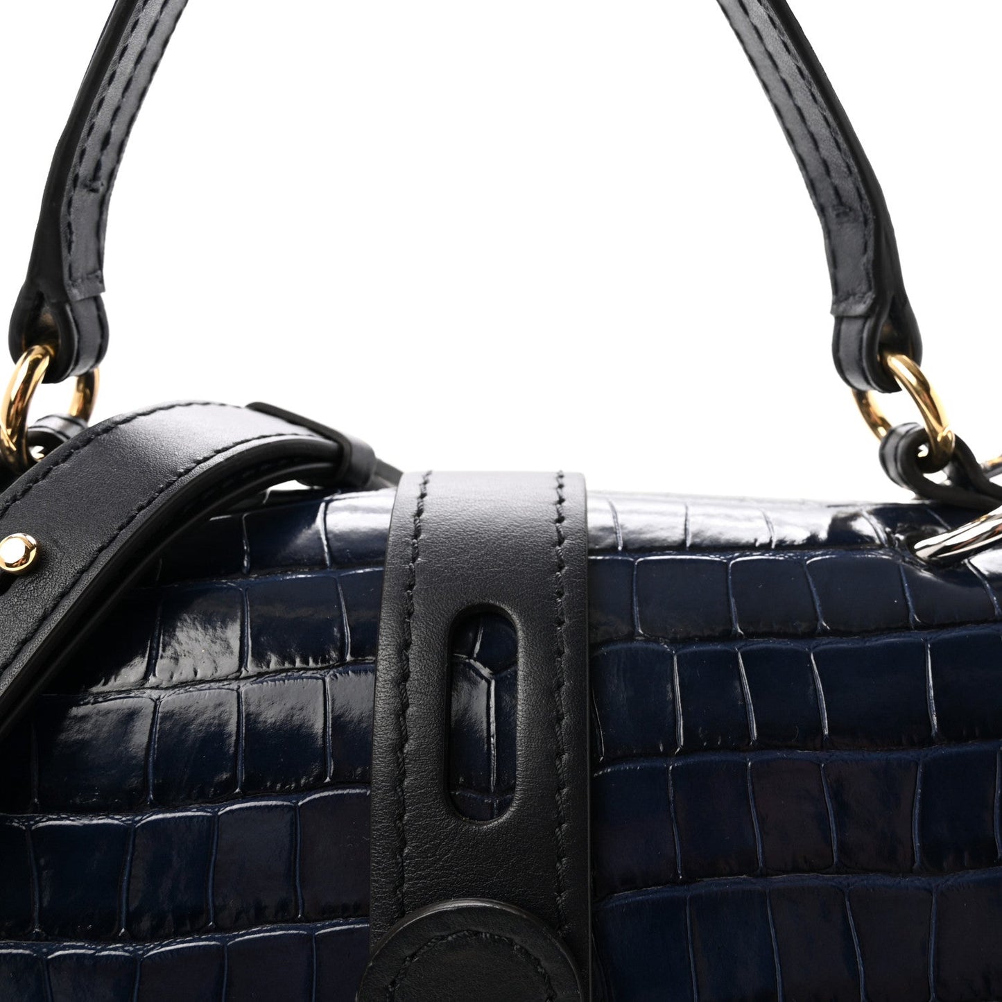 Calfskin Crocodile Embossed Medium Aby Day Shoulder Bag Full Blue