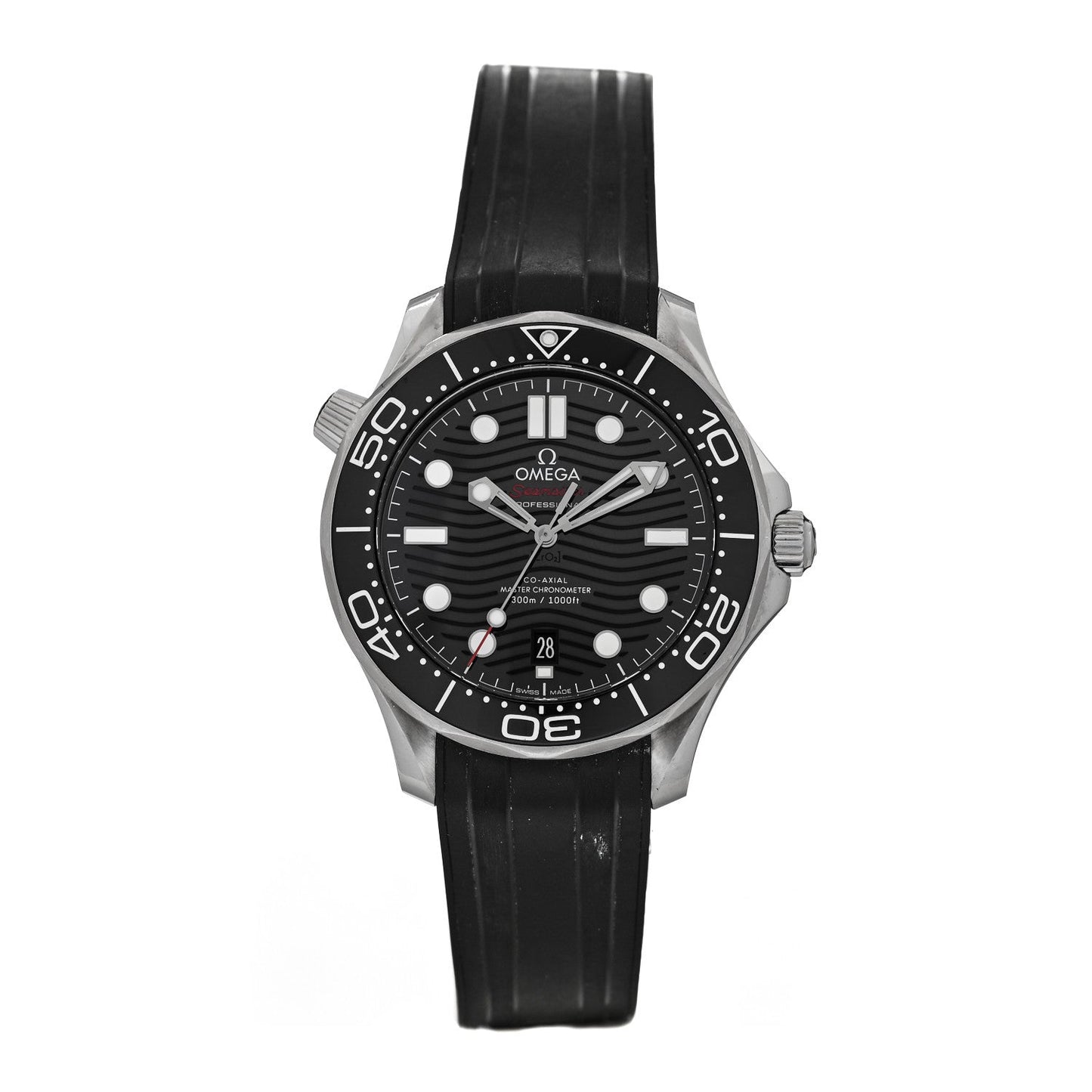 Stainless Steel Rubber 42mm Seamaster Diver 300M Co-Axial Master Chronometer Automatic Watch Black 210.32.42.20.01.001