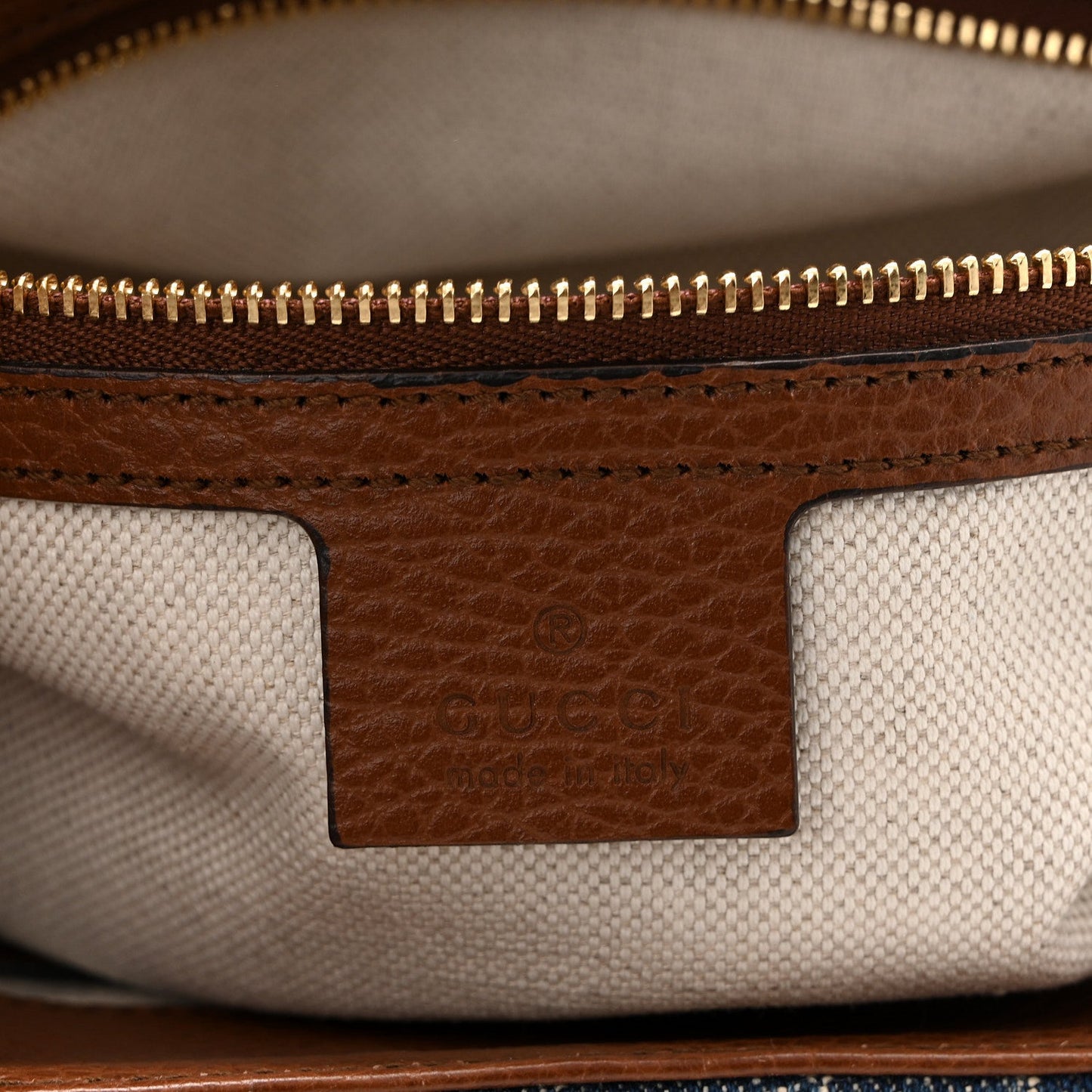 New Denim GG Monogram Dollar Calfskin Medium Jackie 1961 Tote Blue Tea Cuir Epilog