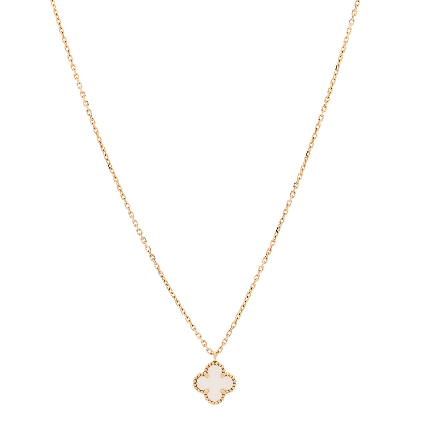 18K Yellow Gold Mother of Pearl Sweet Alhambra Pendant Necklace