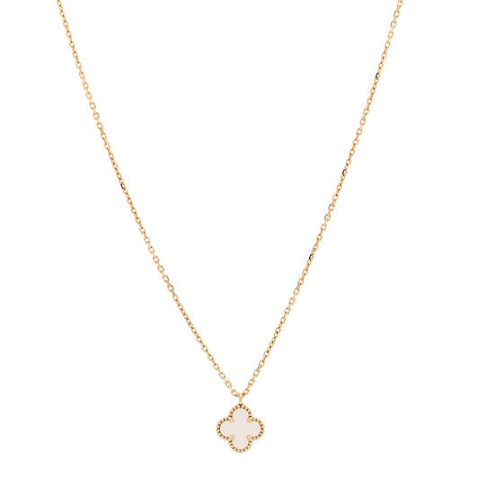 18K Yellow Gold Mother of Pearl Sweet Alhambra Pendant Necklace