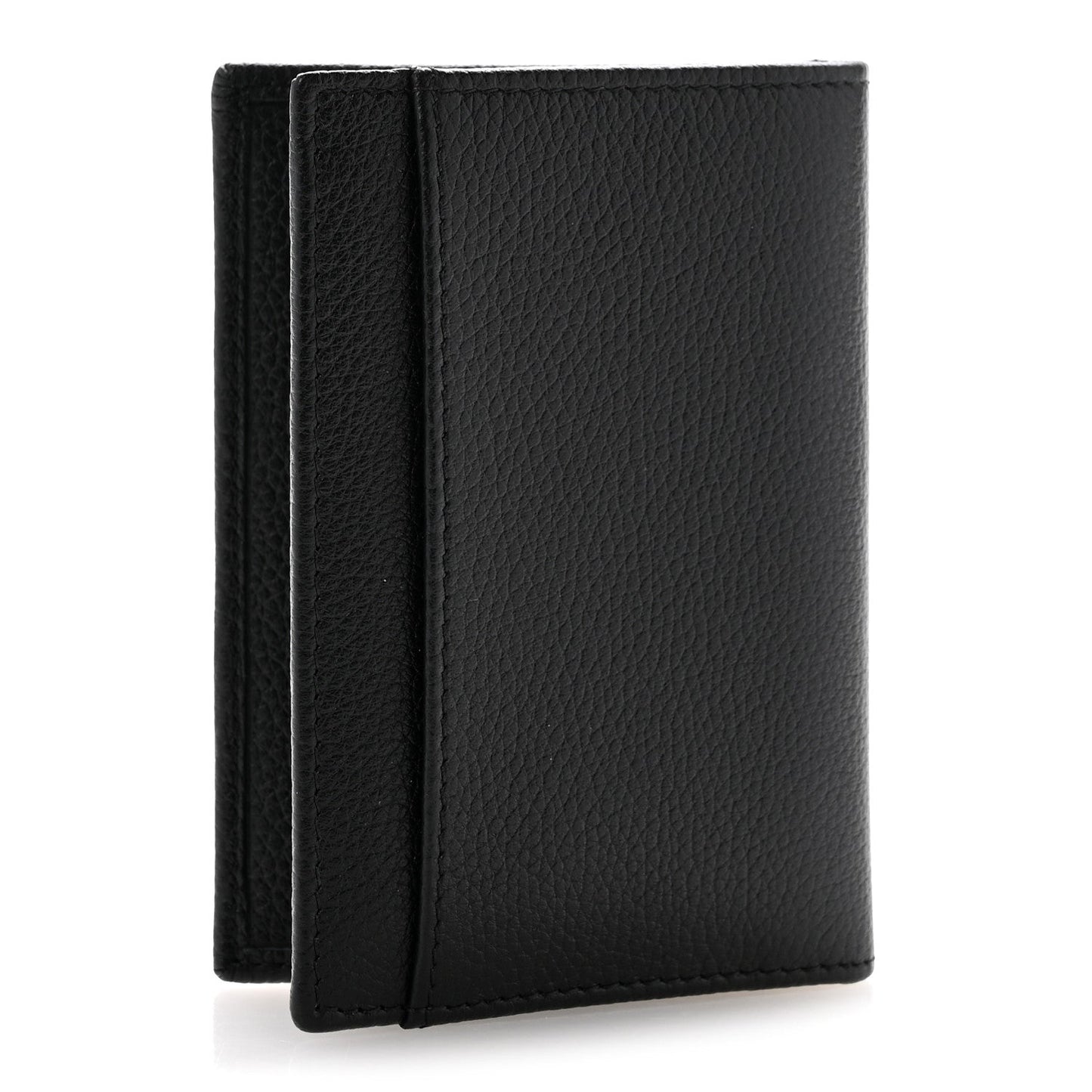 Grained Calfskin Brilliant Card Holder Black