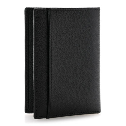 Grained Calfskin Brilliant Card Holder Black