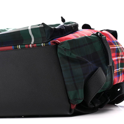 Laminated Tartan Patchwork Medium Rucksack Backpack Military Red