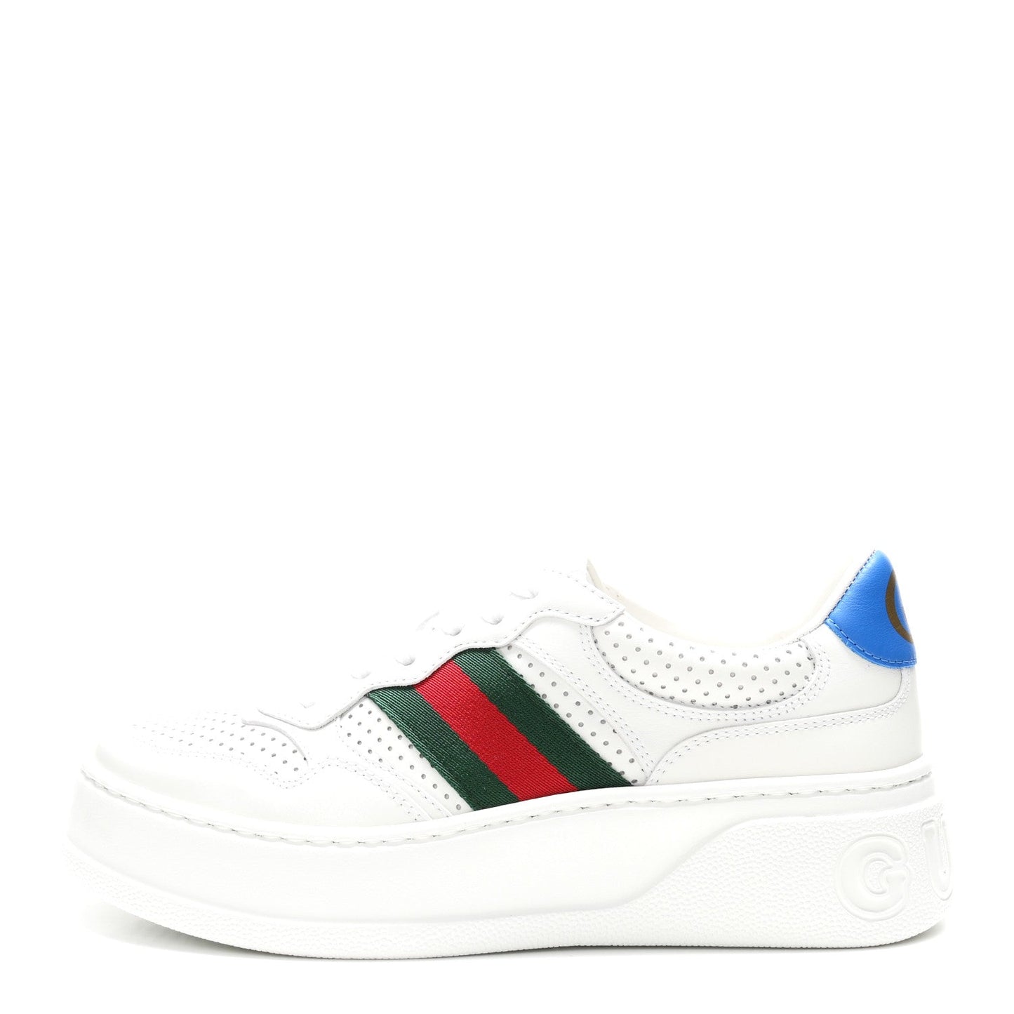 Calfskin Web Perforated Womens Platform 55mm Sneakers 36 White Bright Splash