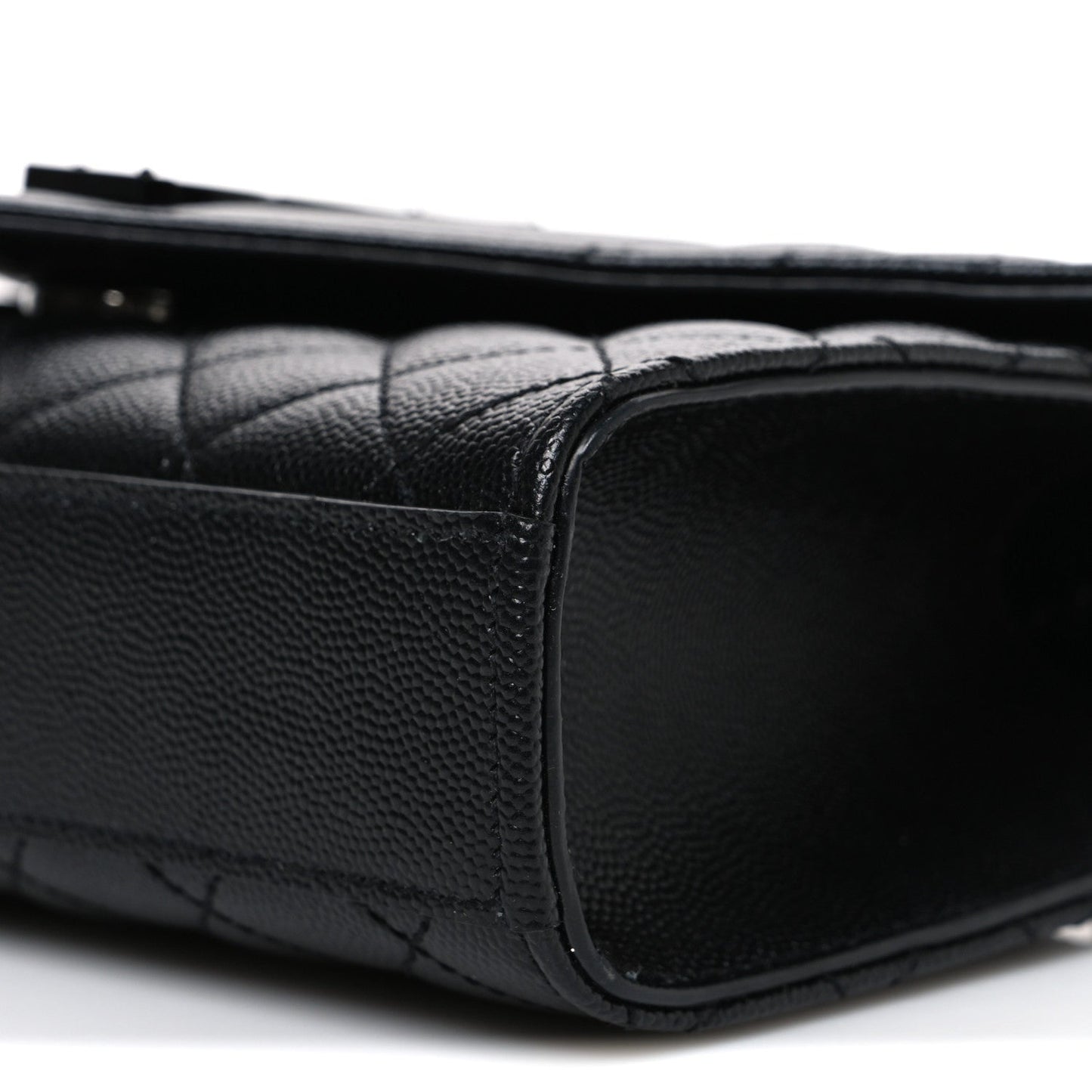 Grain De Poudre Textured Mixed Matelasse Triquilt Small Monogram Monochrome Satchel Black