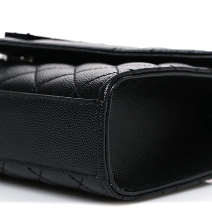 Grain De Poudre Textured Mixed Matelasse Triquilt Small Monogram Monochrome Satchel Black