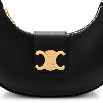 Smooth Calfskin Medium Strap Ava Triomphe Shoulder Bag Black