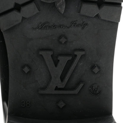 Rubber Embossed Monogram Splash Rain Boots 38 Black