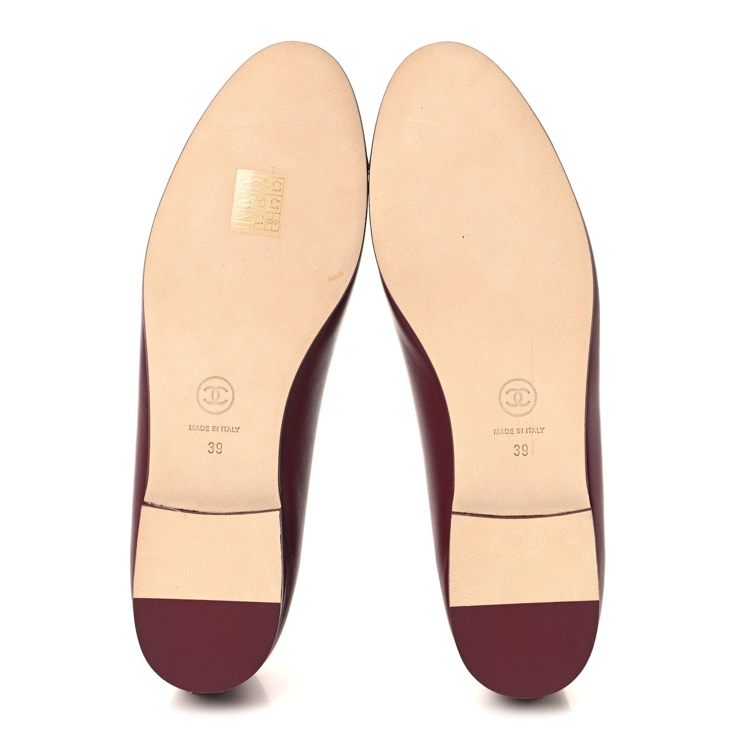 Lambskin Cap Toe CC Ballerina Flats 39 Burgundy Pink