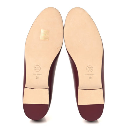 Lambskin Cap Toe CC Ballerina Flats 39 Burgundy Pink