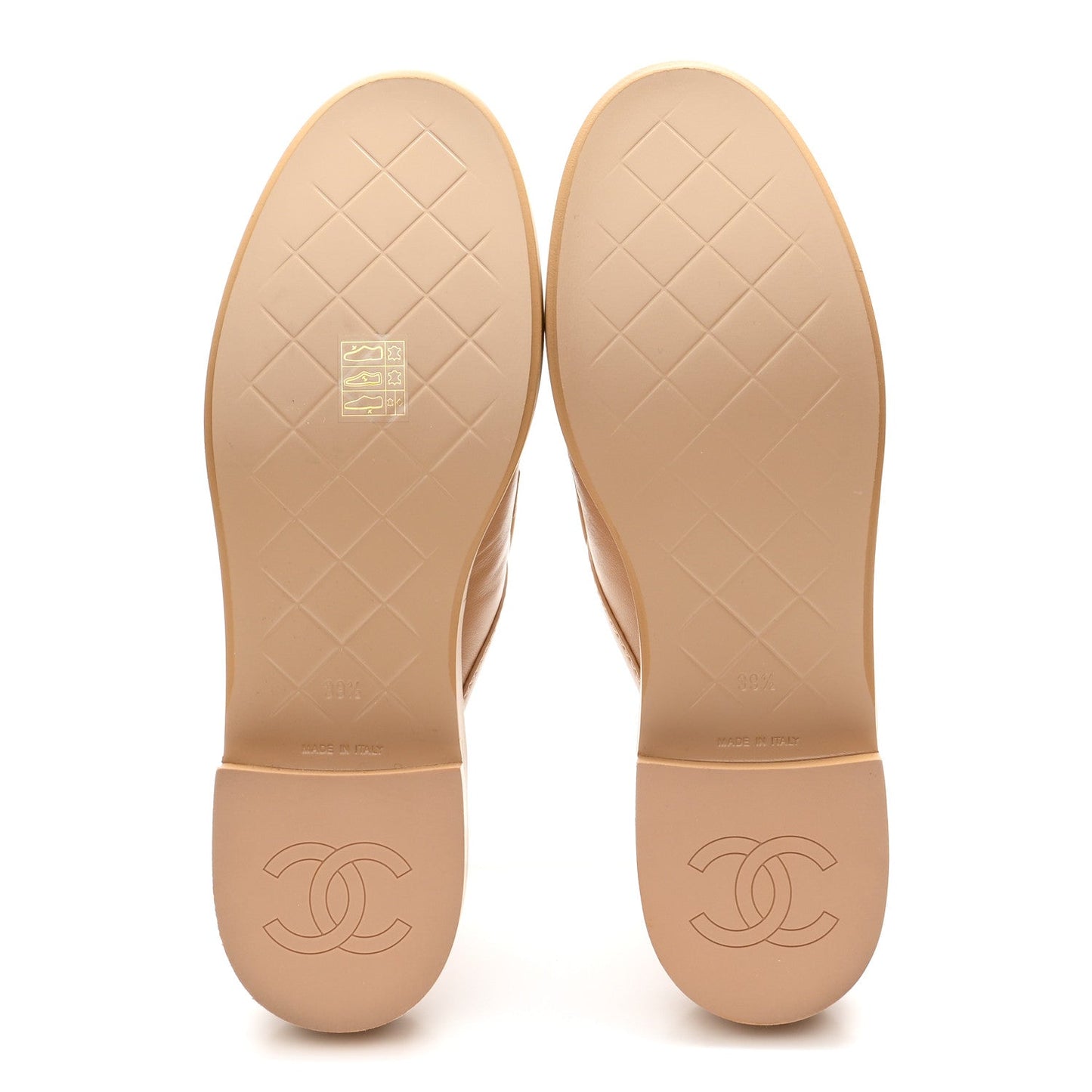 Lambskin Quilted CC Turnlock Mules 39.5 Light Beige
