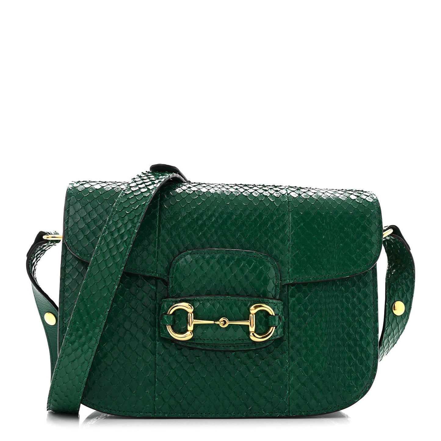 Snakeskin Horsebit 1955 Shoulder Bag Green