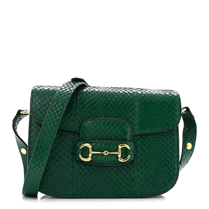Snakeskin Horsebit 1955 Shoulder Bag Green