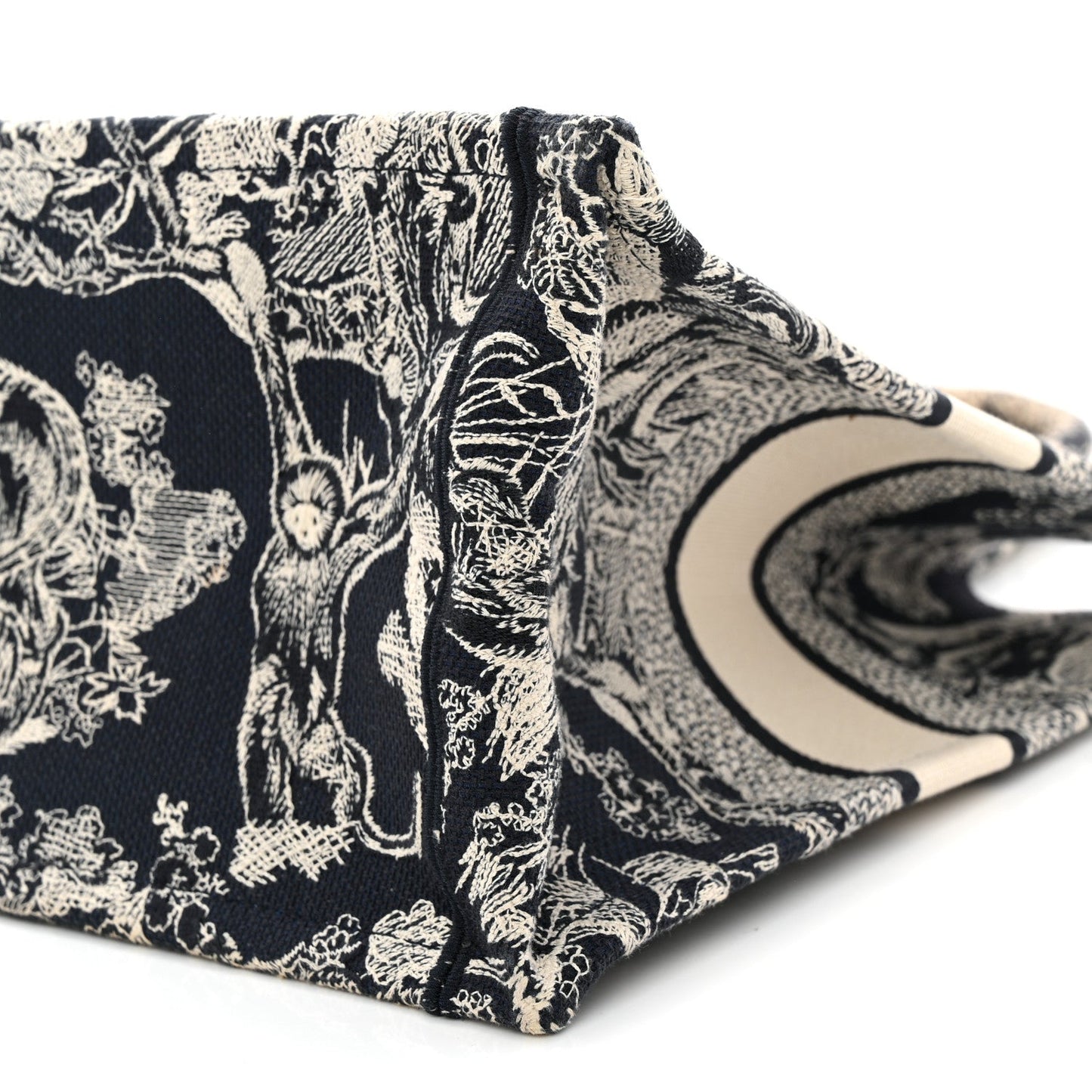 Canvas Embroidered Medium Dioriviera Toile De Jouy Reverse Book Tote Blue